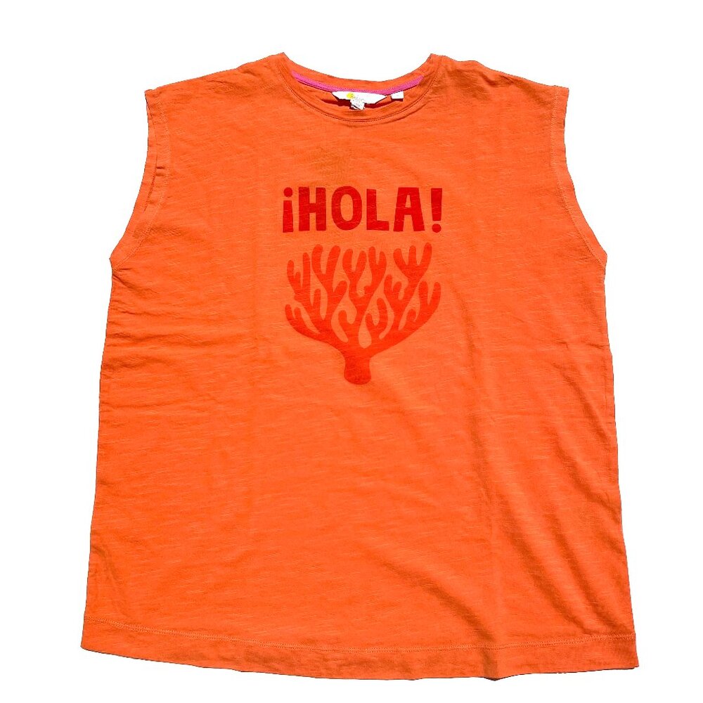 NWT! Boden graphic sleeveless tee shirt “Hola”, cotton, size Medium.